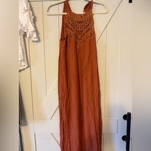 Simple Rust Sleeveless Dress